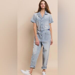 Light Blue Denim Utility Jumpsuit
